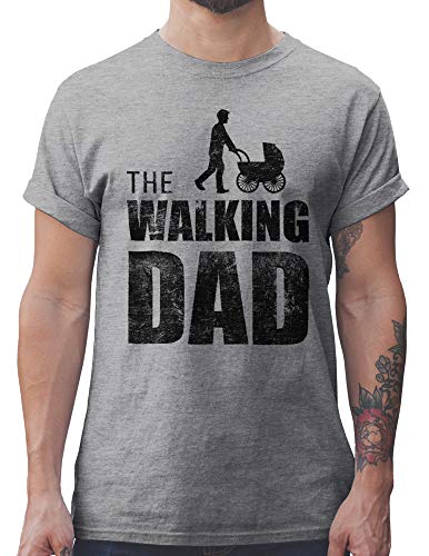 Shirtracer The Walking Dad Herren T-Shirt Geschenke Männer Eltern Geschenke Weihnachten zur Geburt Paare (L, Grau Meliert)