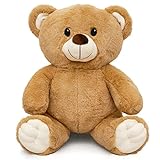 MilaBoo® kuschelweicher Teddybär groß 35 cm I Kuscheltier Baby in beige inkl. Postkarte I Liebevoll designter Kuschelbär zum Verlieben I super weiches Plüschtier zum Verschenken