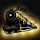 Schlummerlicht24 Led Deko Wandbilder Nachtlicht mit Name nach Wunsch'Miniatur Eisenbahn Zug' Lampe für das Kinderzimmer oder das Babyzimmer, Taufgeschenk Geschenk zur Geburt