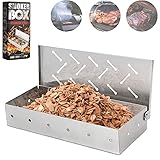 Räucherbox Gasgrill,Räucherbox für Grill, Holzspäne – Smoker Grill Zubehör – Holzkohle & Gas Grill Fleisch Räuchern mit Klappdeckel – Bestes Grillzubehör & Utensilien Geschenk für Papa