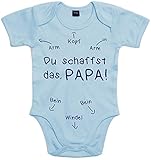 Shirtoo Baby Body Geschenk zur Geburt: Papa Du schaffst das – für Jungen (0 – 3 Monate)