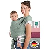 Laleni Tragetuch Baby Neugeborene aus 100% Bio-Baumwolle - Babytragetuch OEKO-TEX Zertifiziert bis 15 kg, Einfach Anzuziehen für Mütter und Väter, Waschmaschinengeeignet, Grün