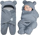 MUSUNFE Baby Jungen Geschenke Spielzeug 0 6 Monate, Niedliche Unisex Neugeborene Kleidung Baby Schlafsack Verdicken Baumwolldecken Plüsch Wickeldecken (Blau)