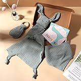 Yoocaa Baby Geschenk zur Geburt Junge & Mädchen - 100% Baumwolle Schmusetuch, Lätzchen und Beißring Geschenke zur Geburt (Mint)