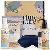 Nurture by Nature | Geschenk-Set Moment for Mama | Geschenke für Mama | Körperbutter, Duschöl, ätherisches Öl Roll on, Bitterbadesalz, Seiden-Augenmaske | Neue Mutter, Schwangerschaftsgeschenk