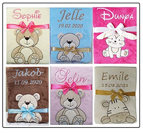 Personalisierte Baby Mädchen/Junge Name Decke bestickt Neugeborenes Geschenk