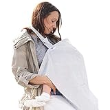 Stilltuch Stillschürze mit Taschen - Weicher und Atmungsaktiver Stillschal - Stilltuch für Unterwegs (Weiß)