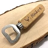 Flaschenöffner personalisiert (beide Seiten) Holz mit Gravur Bieröffner Geschenk für Männer Papa Opa Vatertag Weihnachten