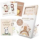 EULENTALER® Meilensteinkarten Baby I Boho I Von Pädagogen gestaltet I Mit süßen handgemalten Illustrationen I Meilenstein Karten I Geschenk zur Geburt I Mein erstes Jahr I 48 Karten Inkl. Geschenkbox