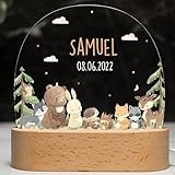 Kidsmood Nachtlampe mit Wunschnamen, Individuelle Nachttischlampe Kinder, Niedliches Nachtlicht für Babys, Personalisierte Geschenke für Babys, Geschenk zur Geburt