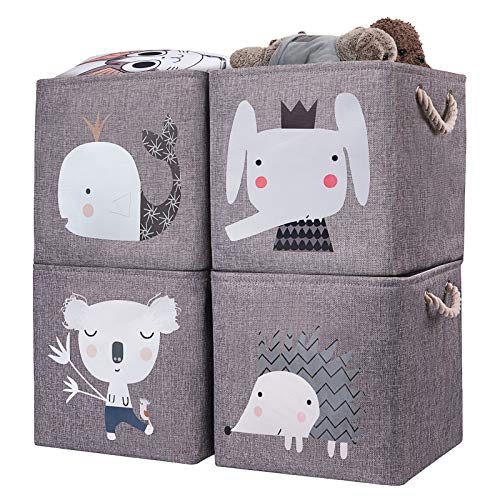 AXHOP Kinder Aufbewahrungsbox[4-Pack] 28 ×28 faltbare Aufbewahrungsboxen für Regal. Ideal für Kallax, Kleidung, Spielzeug, Bücher, Kinder, Kinderzimmer, Büro
