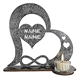 Waluna® Liebesgeschenk Teelichthalter ewige Liebe mit Zwei Namen Hochzeitsgechenk für Brautpaar Geschenk zum Jahrestag in 12 Farben