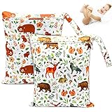 NTGRTY Windeltasche, 2 Stück, Nappy Bags, Wet Dry Bags, Wet Dirty Laundry Bag, Waterproof Dry Wet Bag, Diaper Bag for Babies Swimming Camping Travel Gym Workout Beach (Animal)