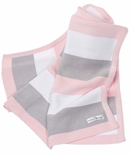 Babydecke aus 100% Bio Baumwolle in rosa für Mädchen von MINKY MOOH® - Die Strickdecke ist ideal als Schmusedecke oder Kuscheldecke - das #1 Neugeborenen Geschenk zur Geburt - 1