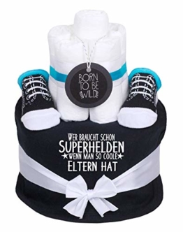 Trend Mama Windeltorte blau-hellblau Junge L/ätzchen Babysocken Ladies Hier bin Ich