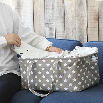 Hinwo Baby Windel Caddy 3-Compartment Infant Nursery Tote Aufbewahrungsbehälter Tragbare Organizer Neugeborenen Dusche Geschenkkorb mit abnehmbarem Teiler 10 unsichtbaren Taschen für Windeln - 3