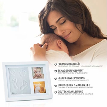 Homety® Gipsabdruck Baby Hand und Fuß mit Buchstaben Set und Bilderrahmen - Baby Handabdruck und Fußabdruck Baby - Schadstoff geprüft - Geschenk zur Geburt - 5