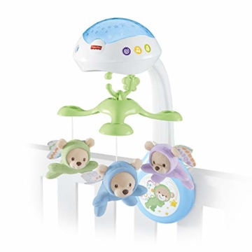 Fisher-Price CDN41 - 3 in 1 Traumbärchen Baby Mobile mit Spieluhr, Nachtlicht, White Noise und Sternenlicht Projektor, Babyausstattung ab Geburt - 1