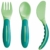 MAM Esslernbesteck bestehend aus Messer, Gabel & Löffel, 3-teiliges Besteck Set mit rutschfesten Griffen, sicheres Baby Besteck für Links- und Rechtshänder, ab 6+ Monate, grün - 1