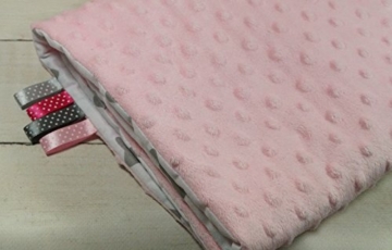 Babydecke mit Namen und Datum bestickt MINKY Baumwolle Füllung (75 x 100 cm, Sterne 2 - Hellrosa) (900101) - 2