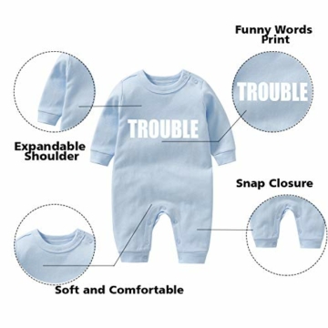 culbutomind Baby Zwillinge Baby Bodys Doppel Ärger süßes Outfit mit Hut Baby Pyjamas Zwillinge Geschenk(Pulverblau 6M) - 3
