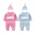 culbutomind Baby Zwillinge Baby Bodys Doppel Ärger süßes Outfit mit Hut Baby Pyjamas Zwillinge Geschenk(Pulverblau 6M) - 1