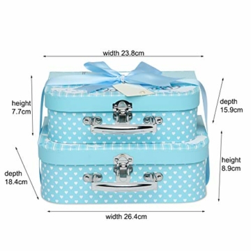 Geschenkboxen für Neugeborene – 2 blaue Etuis mit Satinband und Nachrichtenanhänger für Neugeborene - 2