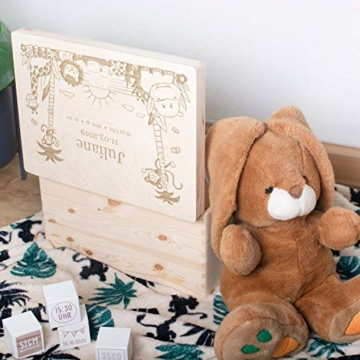 LAUBLUST Erinnerungsbox Baby Personalisiert - Dschungel - Geschenk zur Geburt | XL - 40x30x24cm, Holzkiste Natur FSC® - 4