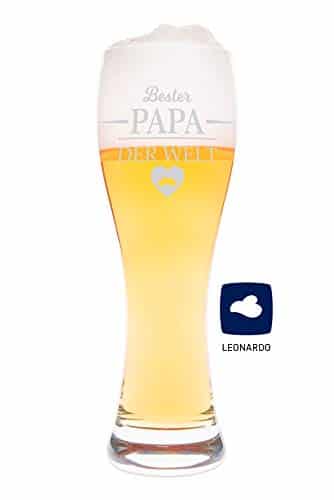Leonardo Weizenglas mit Gravur - Bester Papa der Welt - Geschenk für Papa ideal als Vatertagsgeschenk 0,5l Bierglas Weizenbierglas als Geburtstagsgeschenk für Männer - 4