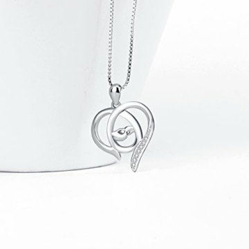 Perfekten Geschenk für Mama, Sterling Silber Mutter und Kind Hände Herz Anhänger Halskette, 45,7 cm (Mama ich liebe dich) (A Silber Mutter Halskette) - 4